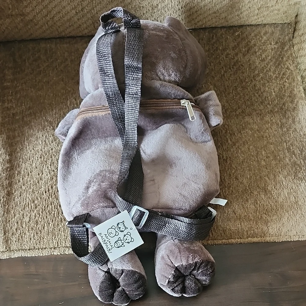 Grey Plush Elephant Bag backpack with adjustable straps and Floppy Ears